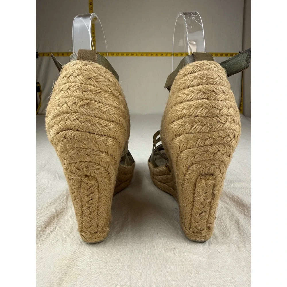 Sam Edelman Leroy Wedge Sandals Womens 5.5M Olive Green Bohemian Chic Espadrille